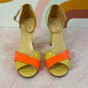 Kate Spade Vibrant Yellow and Orange Patent Heels